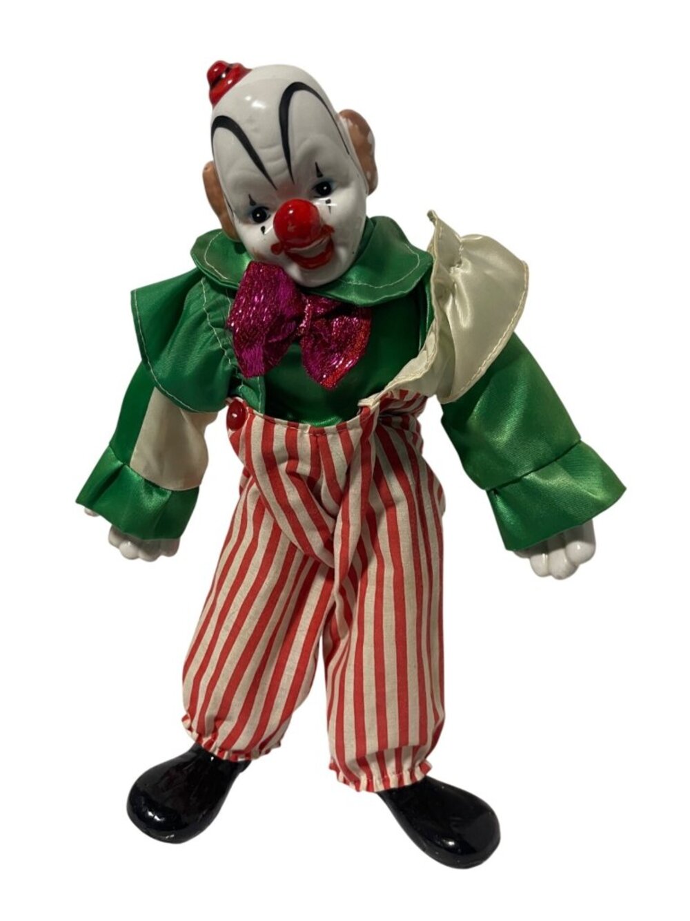 Vintage 1982 Enesco Porcelain Clown Doll Music Box FLAWS NEEDS TLC